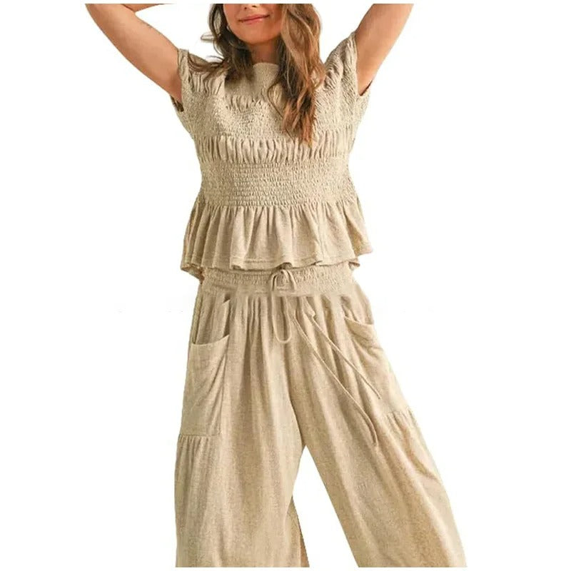 Smocked Top & Pants Set